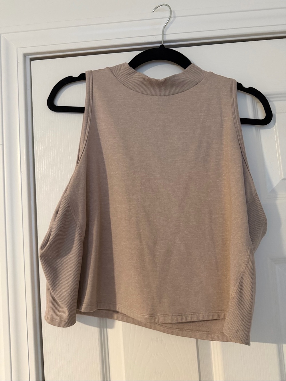 Old Navy Beige Mock Neck Cold-Shoulder Crop Top
